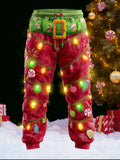 Comstylish Men's Christmas Christmas Lights Santa Claus Splicing Sports Pants