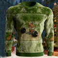 Comstylish Funny Cute Rat Weightlifting Meme Christmas Ugly Flannel Sweatshirt