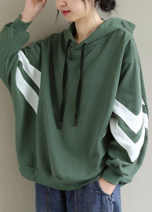 Style Green Blouse Hooded Cinched Spring Shirt