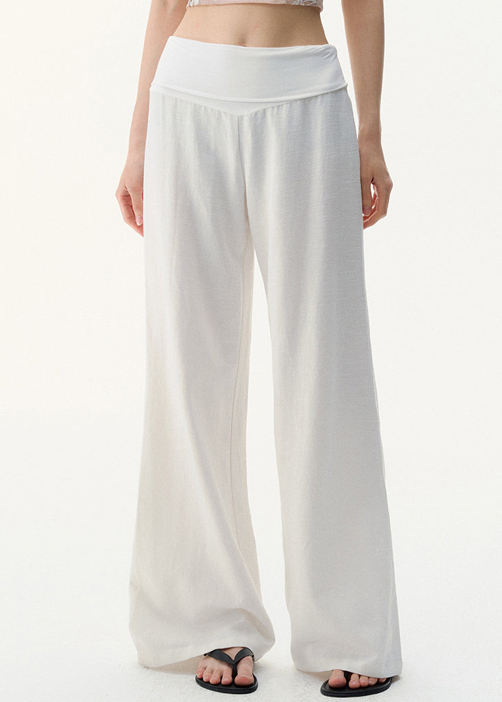 White High Waist Linen Pants Summer