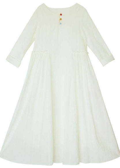 Loose O Neck Large Hem Spring Clothes Catwalk White Art Dresses