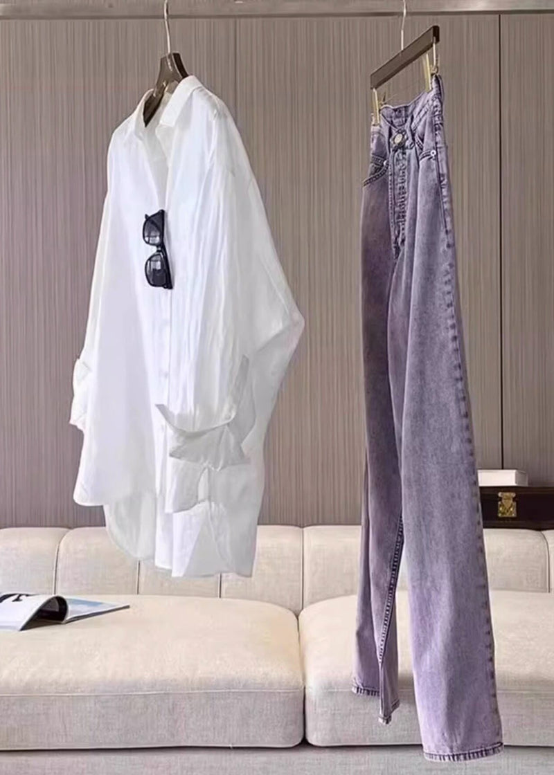 White Oversized Cotton Shirts Spring
