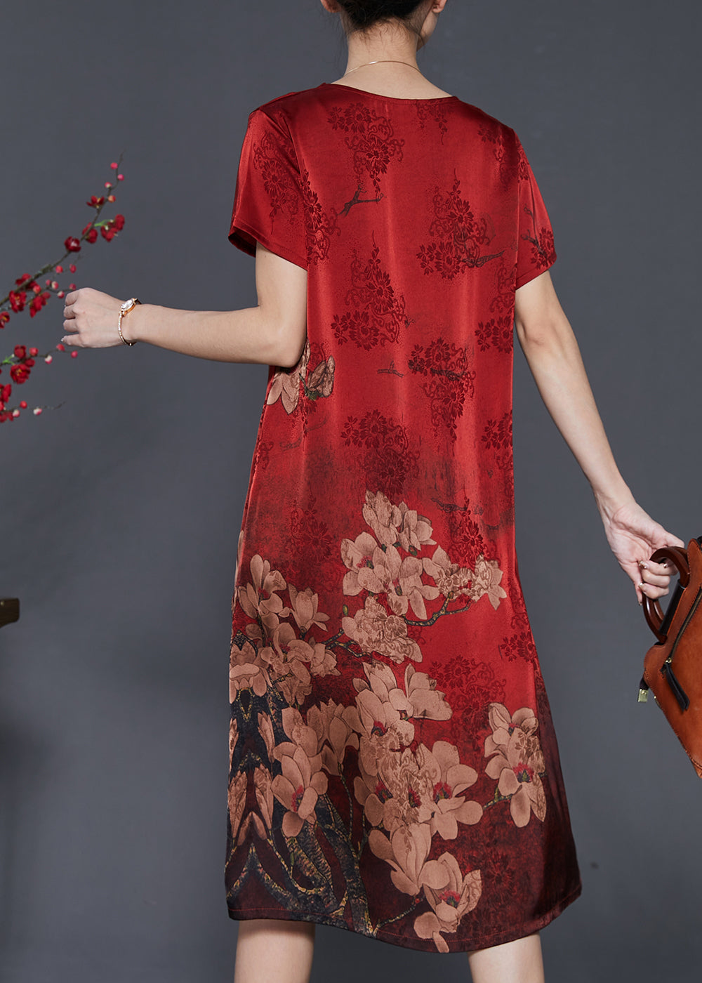 Mulberry Print Silk Oriental Dresses Summer