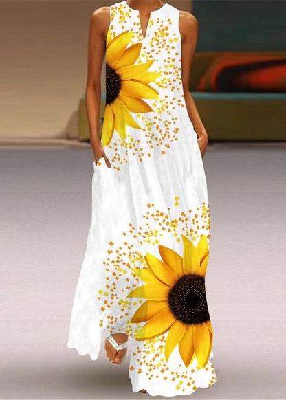 Rainbow V Neck Print Robe Dresses Summer