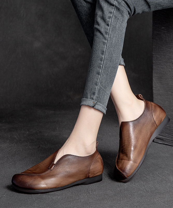Retro Coffee Flats Soft Splicing Flat Shoes for