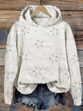 Comstylish Floral Hollow Embroidered Lace Cozy Hoodie
