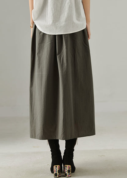 Red Elastic Waist Patchwork Cotton Skirts Spring