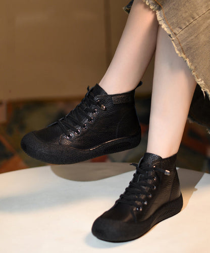 Brown Boots Cowhide Leather Splicing Cross Strap