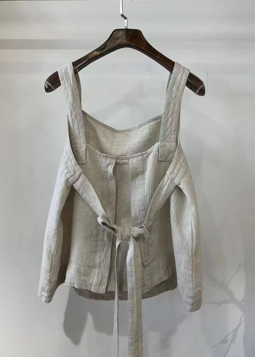 Back Tie Waist Linen Vest Summer