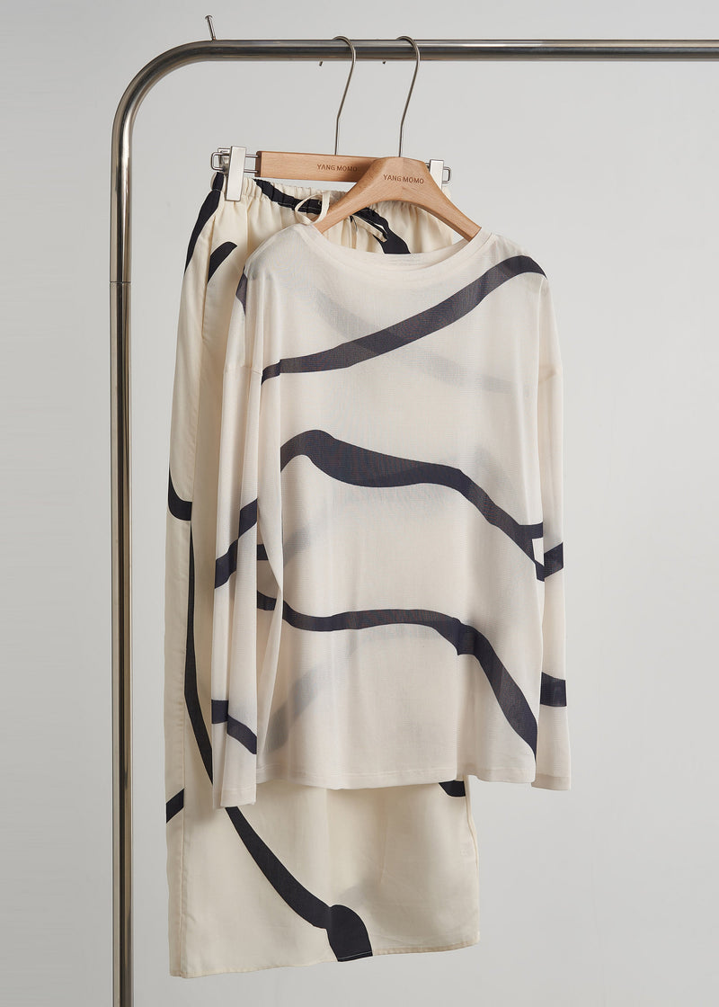 Boutique Apricot Striped Chiffon Two Piece Set Clothing Fall