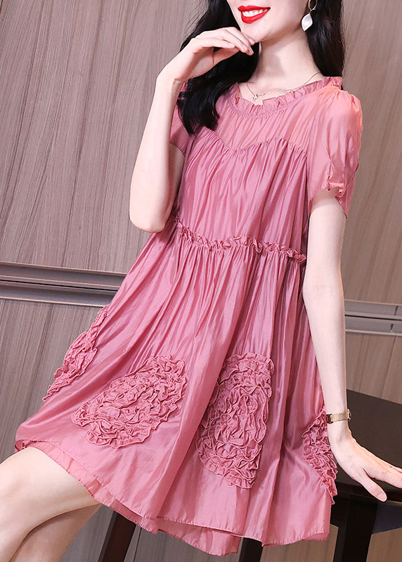 Italian Purple Ruffled Patchwork Chiffon Dress Summer