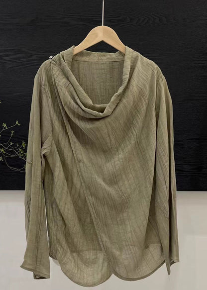 Chinese Style Light Khaki Patchwork Top Spring