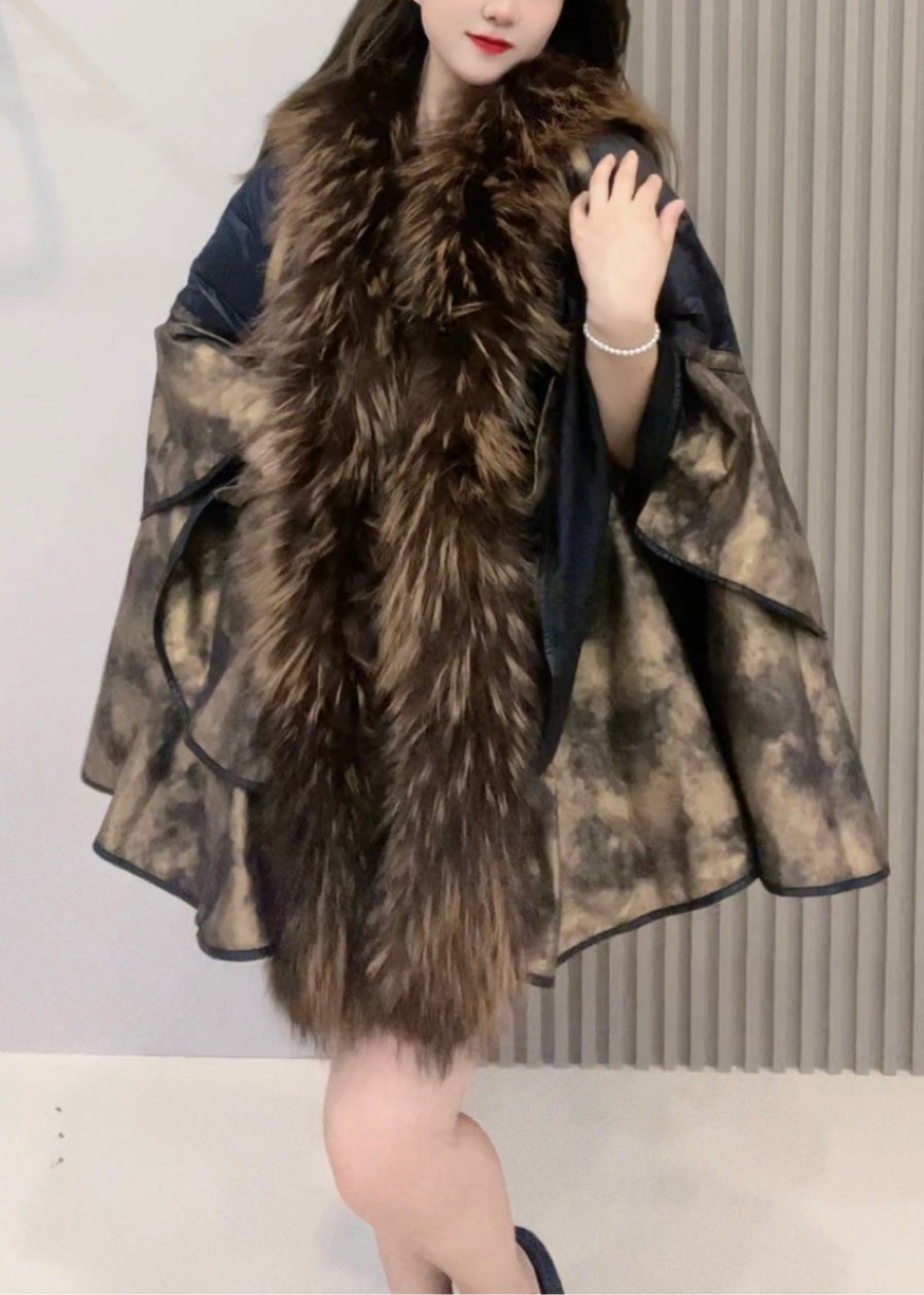 Loose Fur Collar Patchwork Leather and Fur Coats Winter