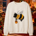 Japanese Art Funny Black Cat Print Waffle Sweatshirt elevenforest