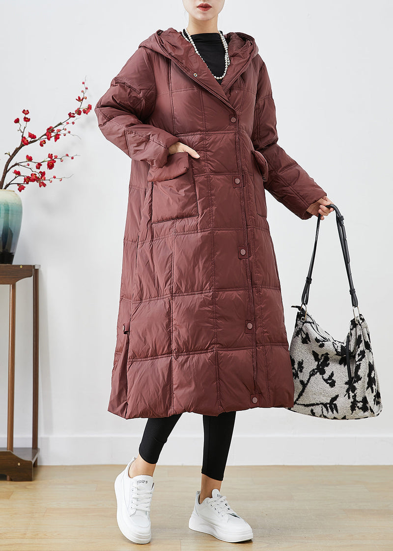 Dull Red Oversized Plaid Duck Down Canada Goose Jacket Winter