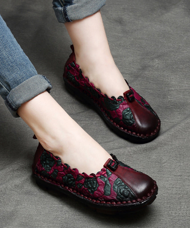 Chocolate Splicing Embossed Flat Feet Shoes for