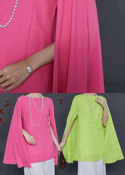 Fruit Green Asymmetrical Chiffon Blouse Summer