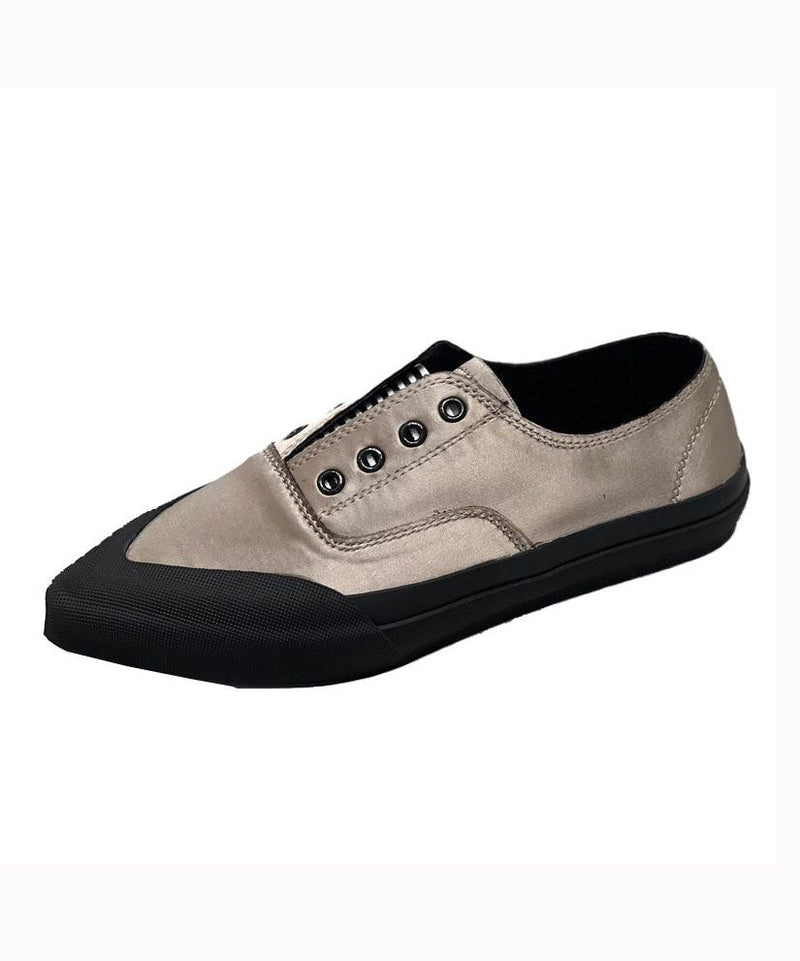 Khaki Silk Blended Boutique Splicing Pointed Toe Flat Shoes for