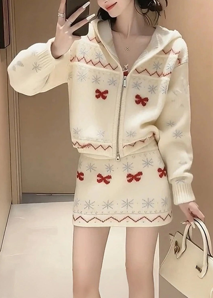 New Knitted Sweaters and Skirt Two Pieces Set Winter