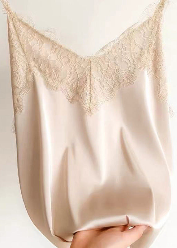 Brief White Lace Vests Sleeveless V Neck