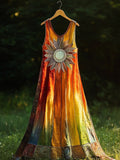 Vintage Litha Sun Midsummer Art Linen Maxi Tank Dress artswardrobe