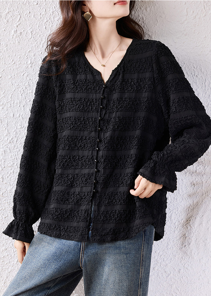 Diy Black Jacquard Nail Bead Cotton Top Fall