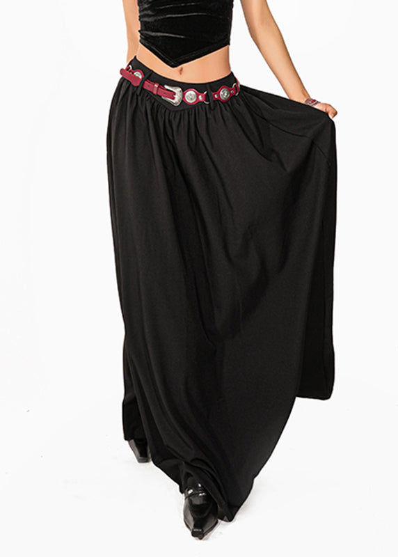 Black Elastic Waist a Line Skirt