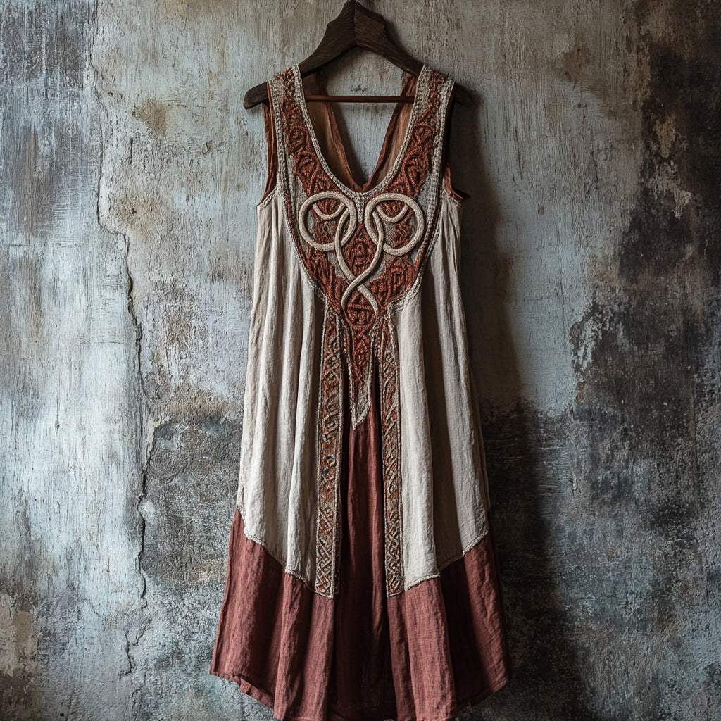 Tribal Celtic Knot Lace Art Linen Tank Dress artswardrobe