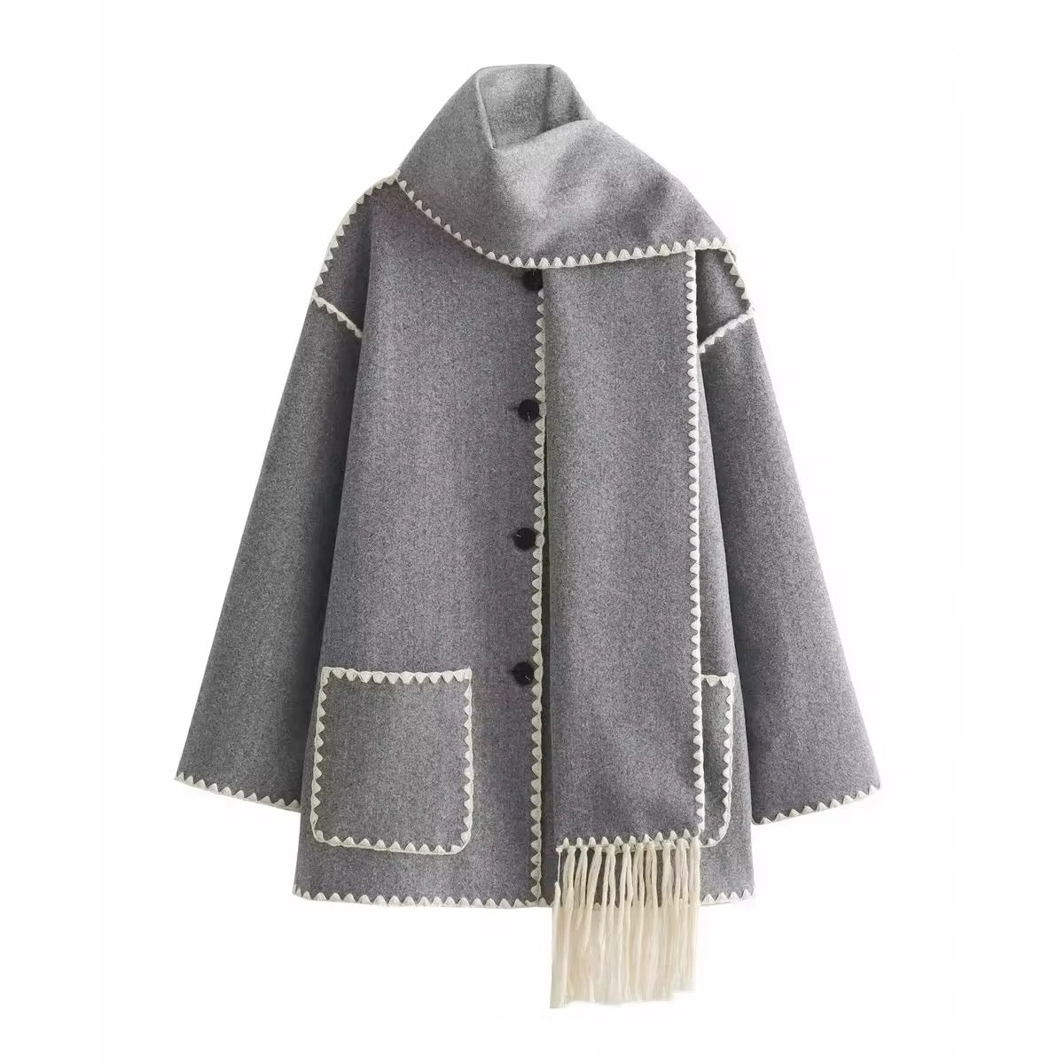JO | loose jacket with scarf tassels