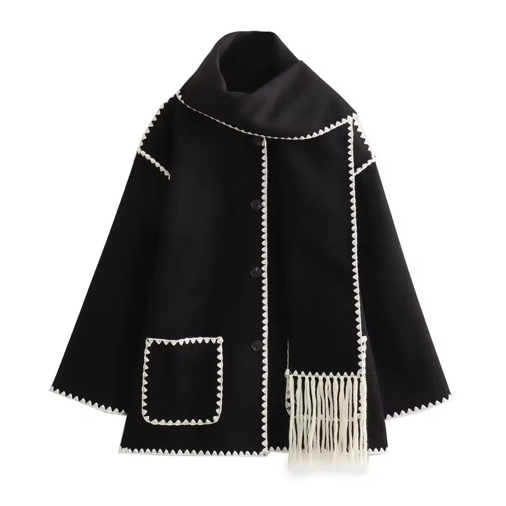 JO | loose jacket with scarf tassels