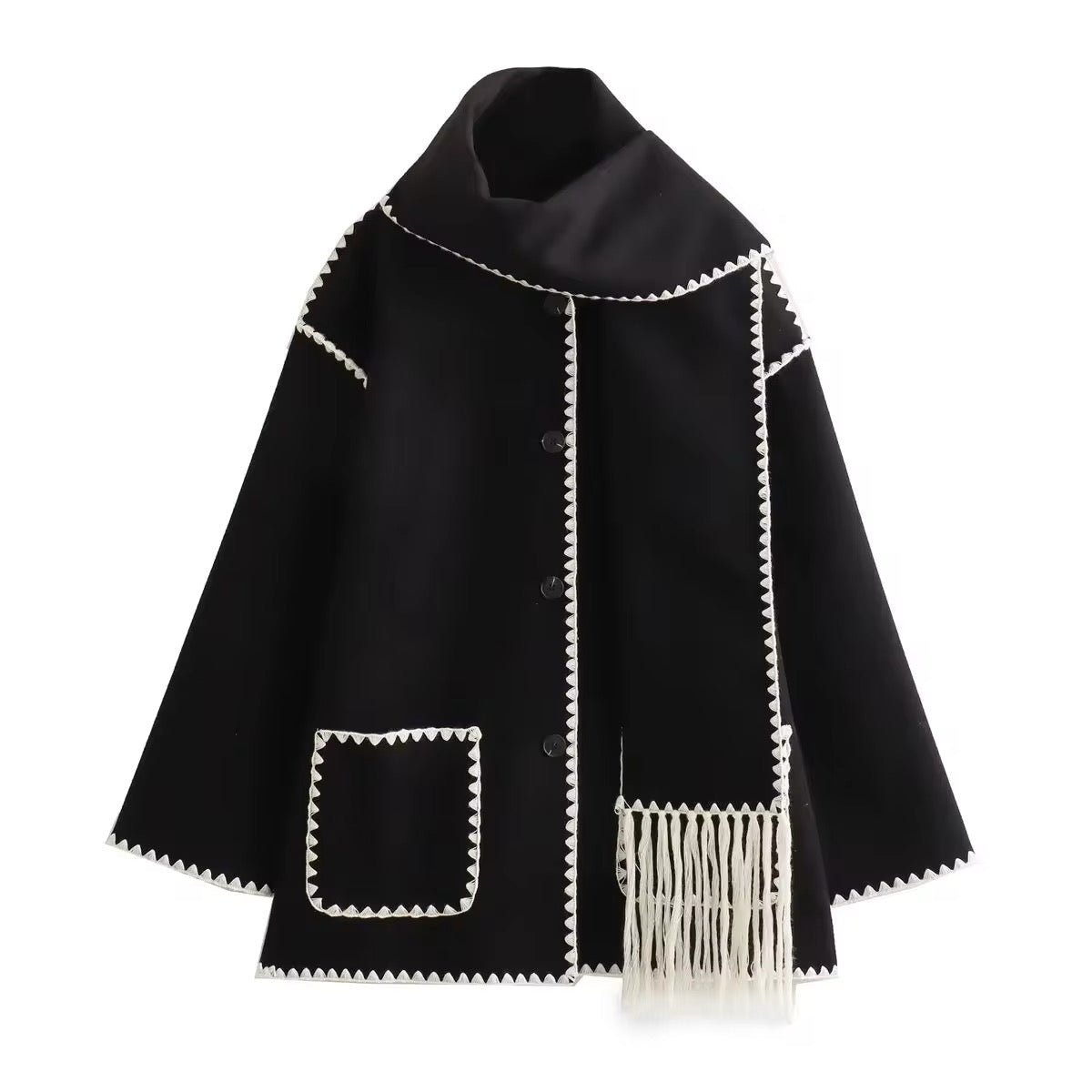 JO | loose jacket with scarf tassels