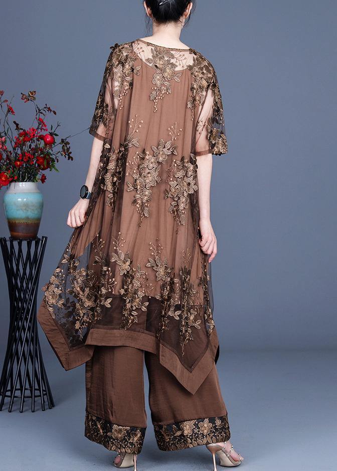 Summer Irregular Dress Wide Leg Pants Suspender Skirt Three Piece Set