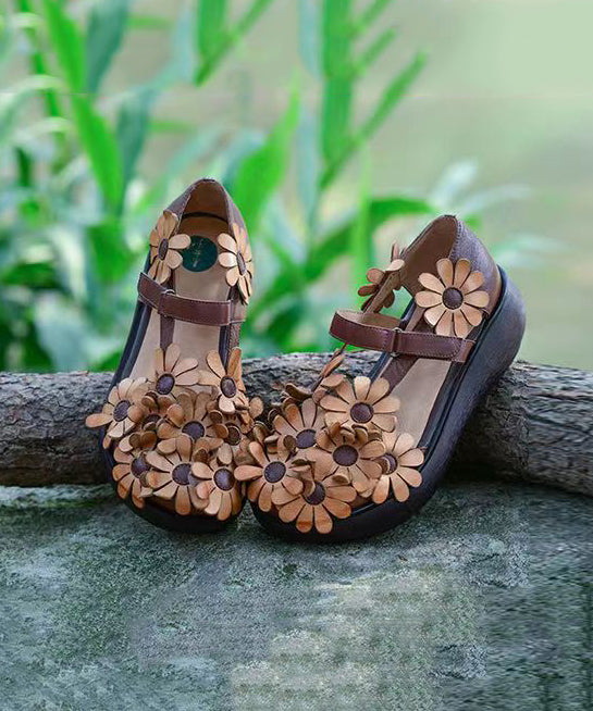 Handmade Retro Cowhide Leather Sandals Splicing