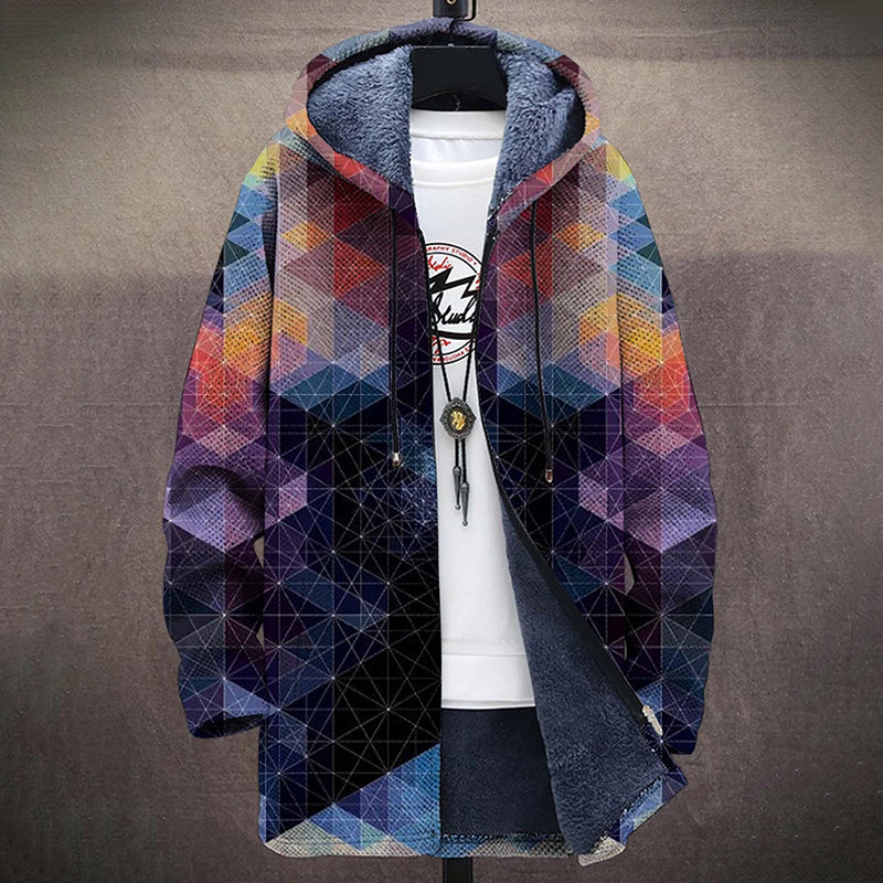 Retro Geometric Crystal Mutation Art Casual Printing Thickened Long Sleeved Sweater Cardigan Jacket elevenforest