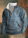 Men's Retro Knitted Printed Fleece Sweatshirt elevenforest