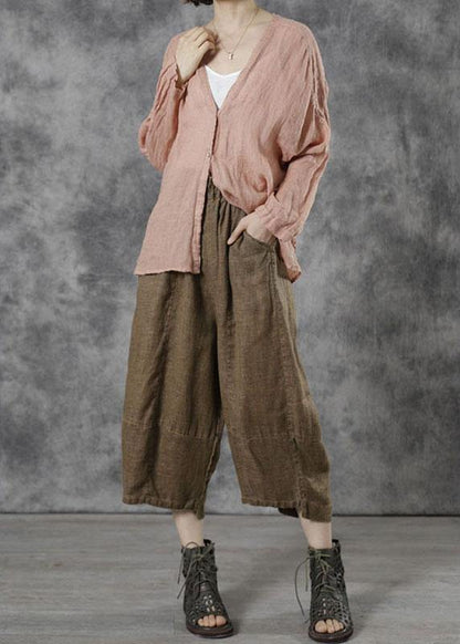 Khaki Patchwork Crop Fall Pants