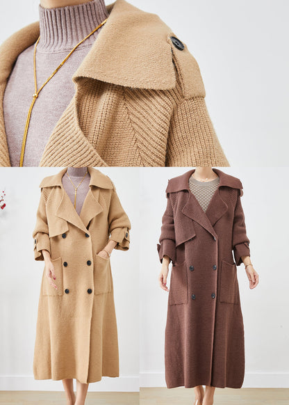 Chocolate Knit Trenchs Oversized Double Breast Winter