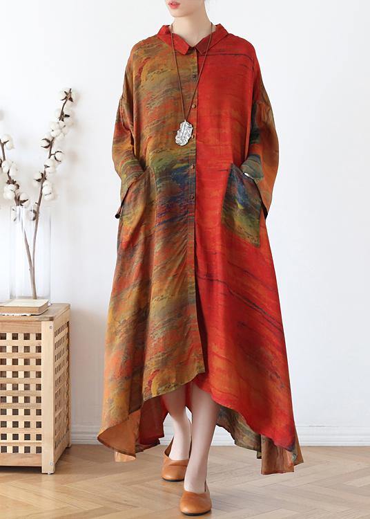 Chocolate Print Button Spring Chiffon Dress