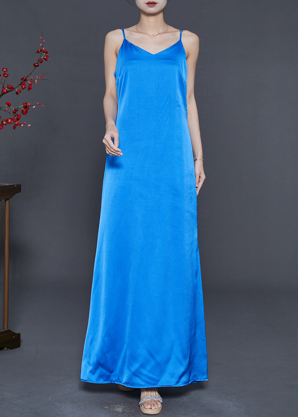 Blue Asymmetrical Design Knit Tops and Dresses Two Piece Suit Set Fall