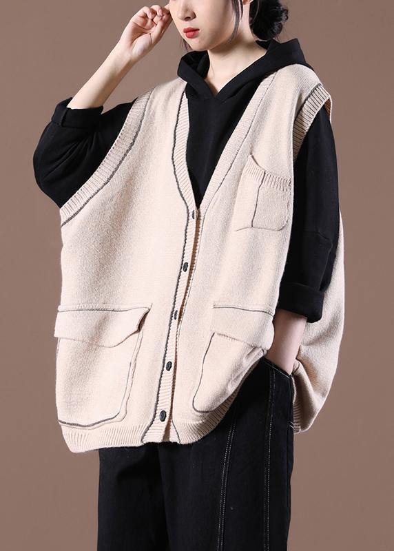 Spring New Chocolate Korean Large Multi Pocket Knitted Vest