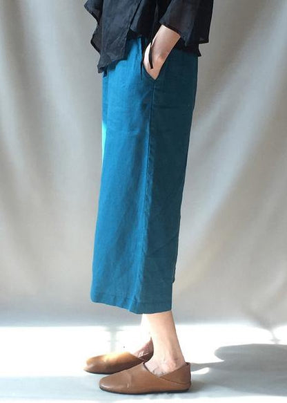 French Blue Trousers Elastic Waist Pockets Tutorials Trousers