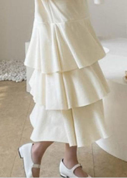 Apricot Hooded Patchwork Ruffled Cotton Dress Spring