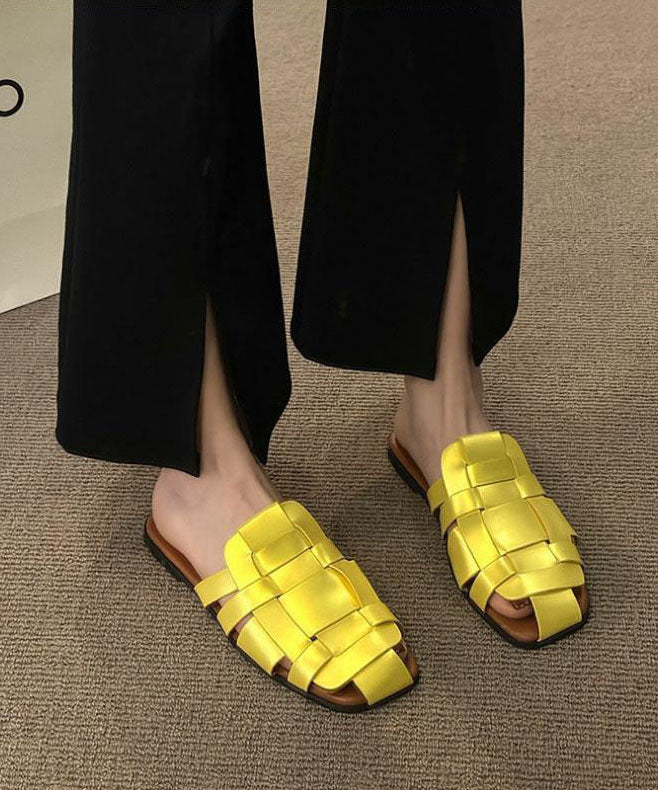 Beige Slide Sandals Faux Leather Hollow Out Splicing