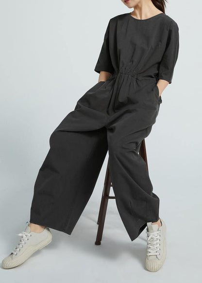 Short Sleeve All-match A-pocket Jumpsuit Pants