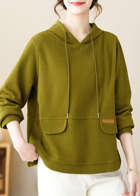 Red Patchwork Cotton Pullover Hooded Fall