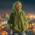 Comstylish Women's Solid Color Christmas Thickened Plush Hoodie