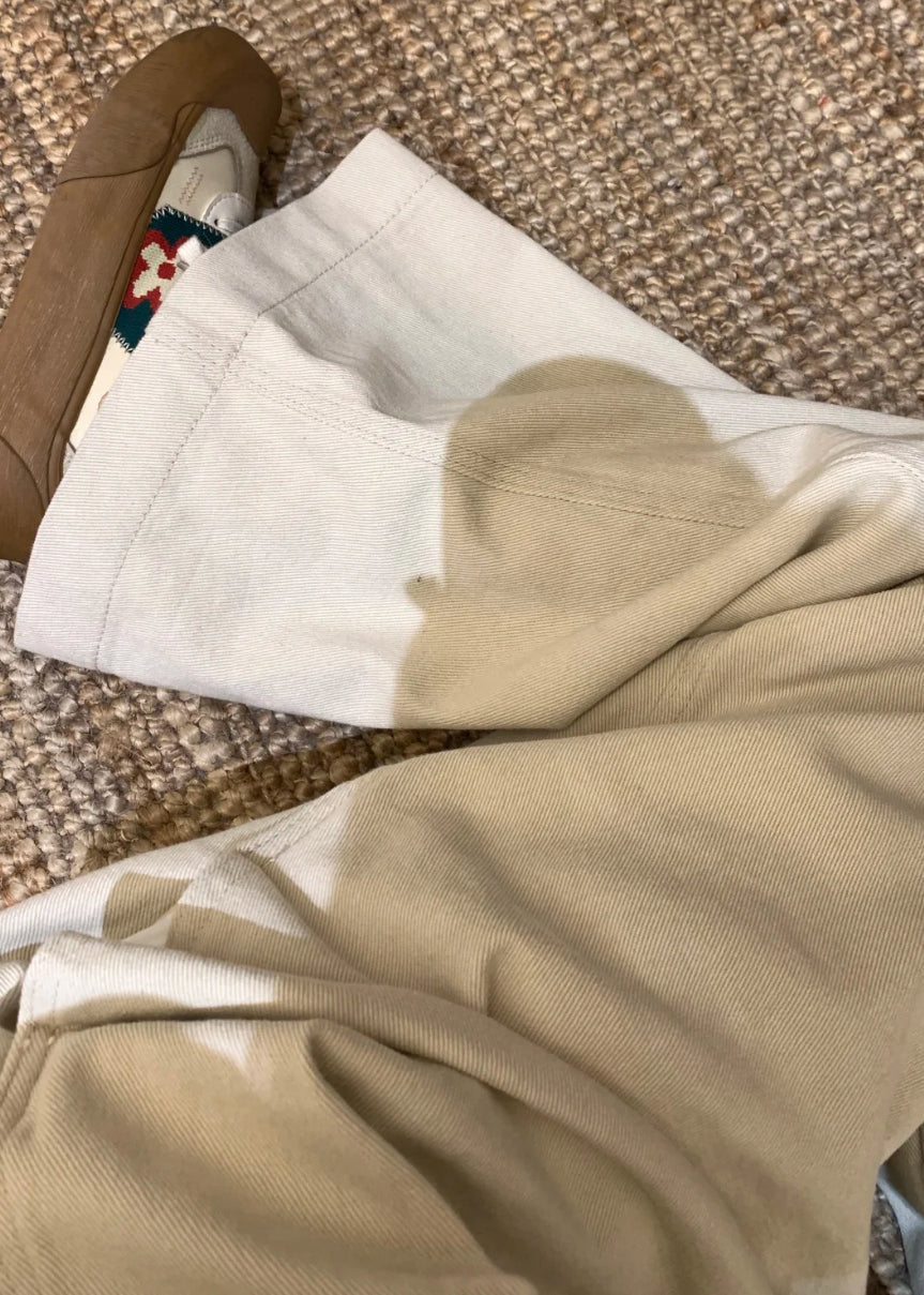 Beige Denim Wide Leg Jumpsuit High Waist Summer