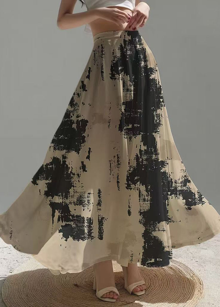 Apricot Tie Dye Exra Large Hem Chiffon Skirt Summer
