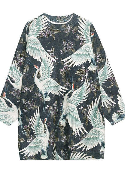 Unique O Neck Spring Blouses for Tutorials Crane Design Tops