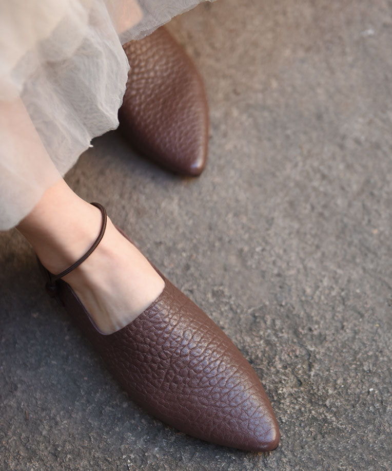 Sheepskin Splicing Flat Shoes for Pointed Toe Buckle Strap